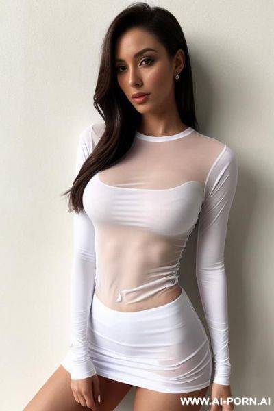 (almost see through stretchy and tight white cotton tshirt) - ai-porn.ai on pornintellect.com