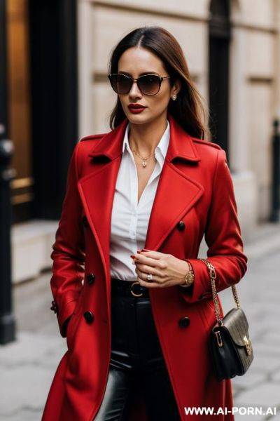 (elegan) (italian) red coat sunglasses (shirt) - ai-porn.ai - Italy on pornintellect.com