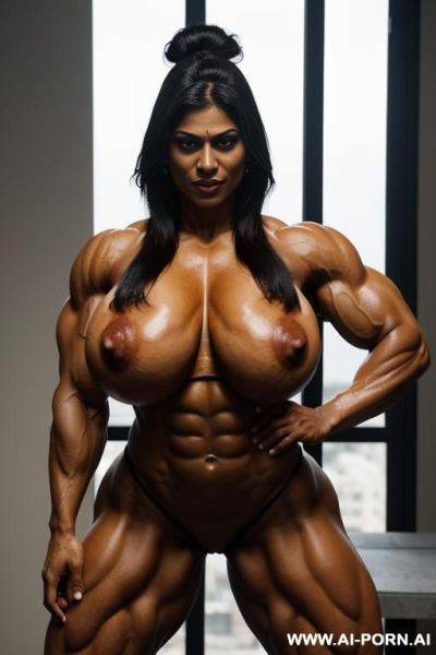 Ripped muscular indian giantess with colossal boob, blazer ,colossal tall and figure, colossal legs, colossal body, beautiful face, giant ripped boobs, hard nipples, ripped biceps, ripped triceps, - ai-porn.ai - India on pornintellect.com