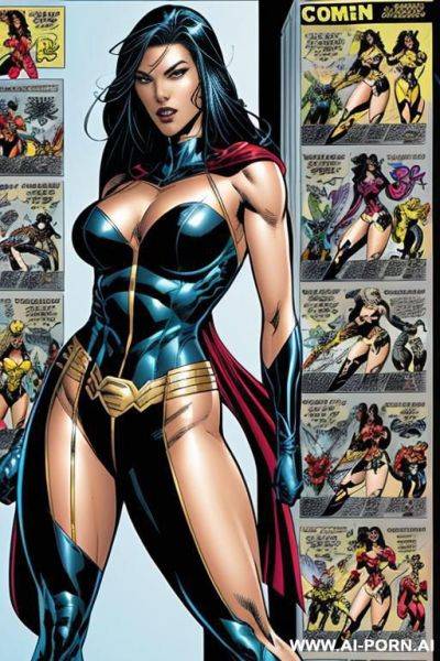 (((comics art))), tall, fit amazon woman, super hero - ai-porn.ai on pornintellect.com