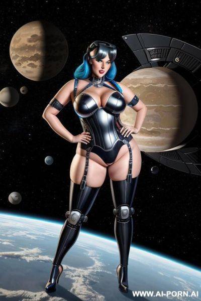 (((cartoon art))), woman, bbw, robotic scifi costume, space fighter outfit - ai-porn.ai on pornintellect.com