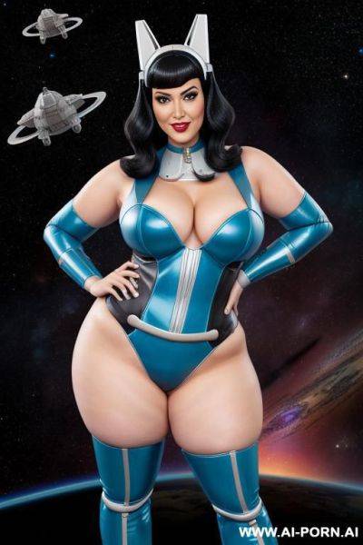 (((cartoon art))), woman, bbw, scifi costume, space fighter outfit - ai-porn.ai on pornintellect.com