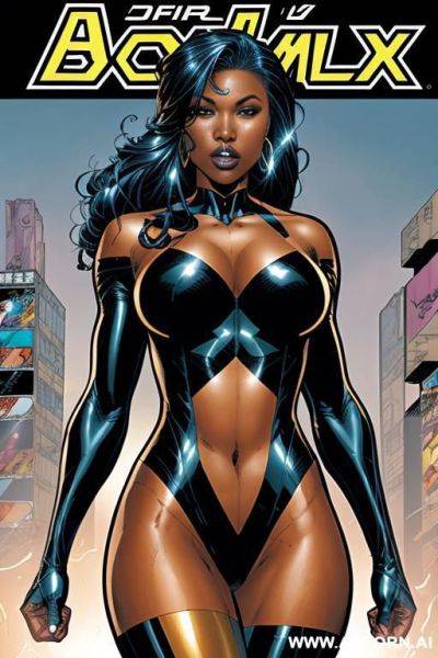 (((comics art))), black woman, tall, fit amazon woman, super hero - ai-porn.ai on pornintellect.com