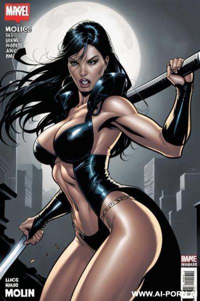 (((comics art))), toned woman, angry face, swinging sword - ai-porn.ai on pornintellect.com