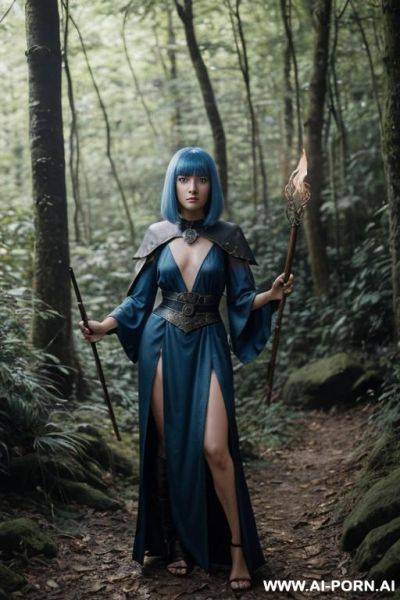 Eye contact woodland path topless magic staff - ai-porn.ai on pornintellect.com