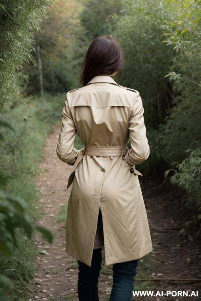 Elegant italian trenchcoat shirt weeds bushes squatting - ai-porn.ai - Italy on pornintellect.com