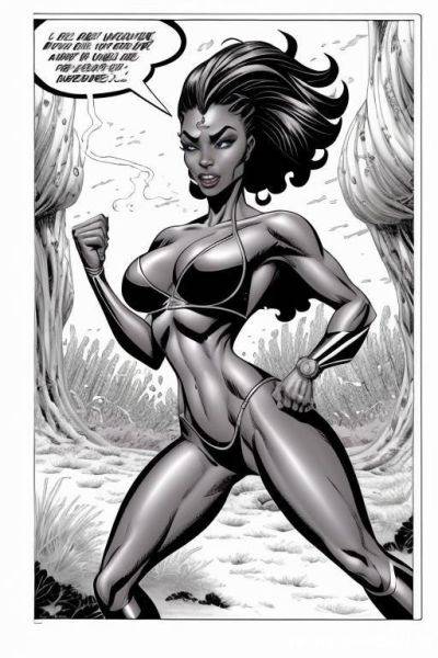 (((cartoon comics art))), ((high fantasy)), toned fit, black woman, nude, running - ai-porn.ai on pornintellect.com