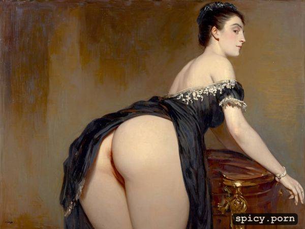 Painting by édouard henri avril, lifting skirt above ass and spreading her ass cheecks with both hands - spicy.porn on pornintellect.com