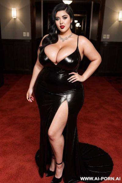 [red carpet][long dress][e-girl][tattoo][slutty][curvy] - ai-porn.ai on pornintellect.com