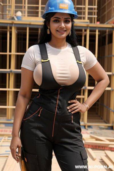 Indian woman woman, big boobs, nude, front side, smile face, shaved big pussy, fit body, hip, black hair, - ai-porn.ai - India on pornintellect.com