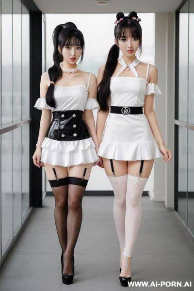 2 woman, high heels, white tight dress - ai-porn.ai on pornintellect.com