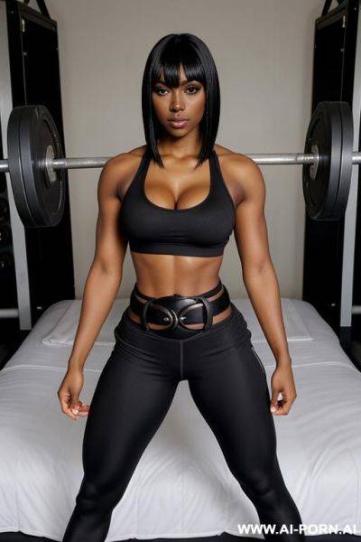 Dark skinned african in sexy gym clothes - ai-porn.ai on pornintellect.com