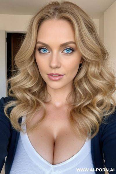 Tall blonde, 2, busty, natural, long curly hair, blue eyes, round face - ai-porn.ai on pornintellect.com