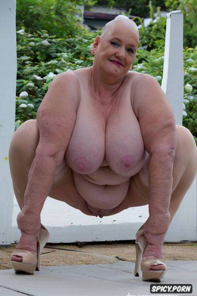 Plumper chunky elderly grandmother, saggy tits, bald head, in heels - spicy.porn on pornintellect.com