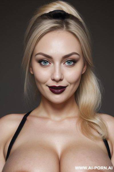 Saggy low cheeks, low jaw, low cheekbones, (upper body portrait), ((wearing black bra)) - ai-porn.ai on pornintellect.com