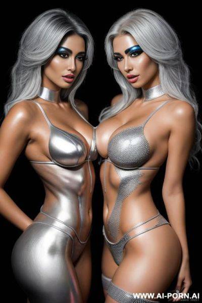 Multiple gorgeous brazilian bimbos covered completely with silver bodypaint - ai-porn.ai - Brazil on pornintellect.com