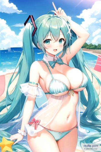 Hatsune miku, cute, happy, sing, relax, large breast, slim - imake.porn on pornintellect.com