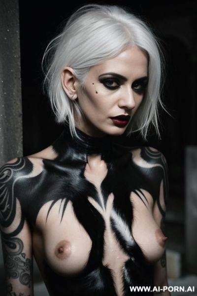 Fully naked goth grunge babe, black tattoos - ai-porn.ai on pornintellect.com