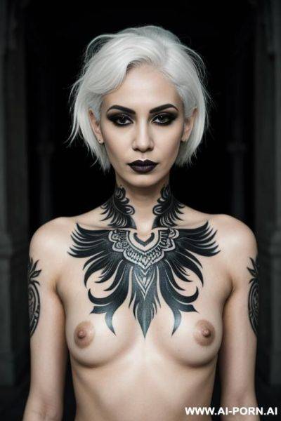 Fully naked goth babe, black tattoos - ai-porn.ai on pornintellect.com