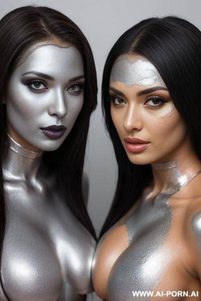 Multiple gorgeous brazilian bimbos covered completely with silver bodypaint - ai-porn.ai - Brazil on pornintellect.com