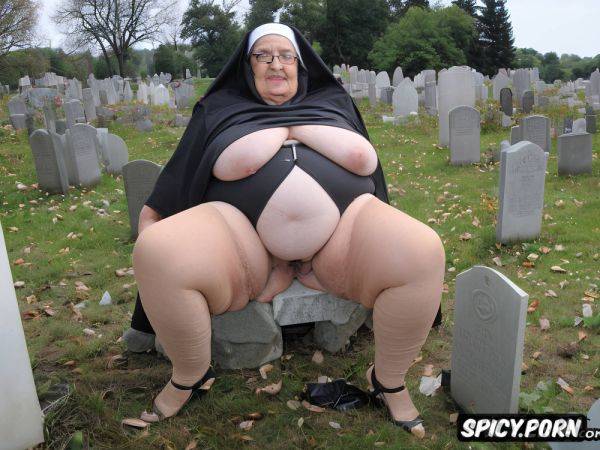 Saggy big huge tits, an ultra realistic, nun dressed, spreading very hairy pussy - spicy.porn on pornintellect.com