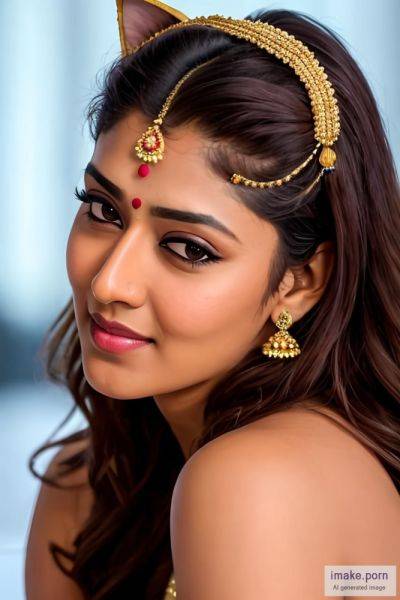 Indian actress nayanthara with cat ears in gold jewels - imake.porn - India on pornintellect.com