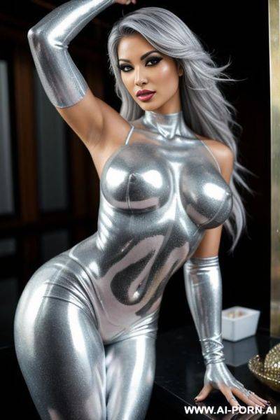 Many and sexy brazilian bimbos totally covered in silver bodypaint - ai-porn.ai - Brazil on pornintellect.com