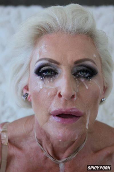 Mouth stretched, full deepthroat, white hair, minimalistic, messy make up - spicy.porn on pornintellect.com