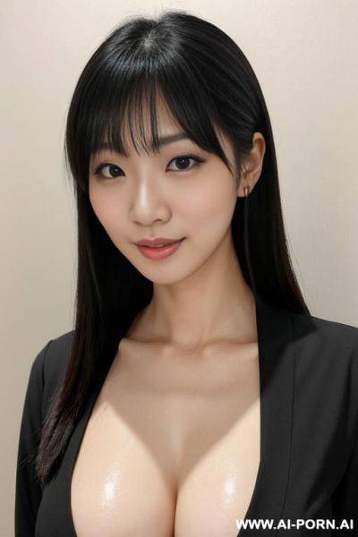 リアル写真風 日本人女性が1人 名前は【ゆき】 2歳 全身姿 笑顔 大きな垂れ目 可愛い顔立ち 身長cm 体重1kg 巨乳 バストcm バストサイズnカップ ウエストcm ヒップ0cm 黒髪セミロングヘア はだけたライトベージュ色下着 屋内 足を開く 全身姿 - ai-porn.ai on pornintellect.com