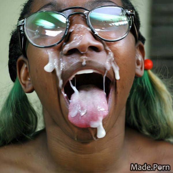 Choker glasses real eyebrow cum in mouth pigtails nude playful AI porn - made.porn on pornintellect.com