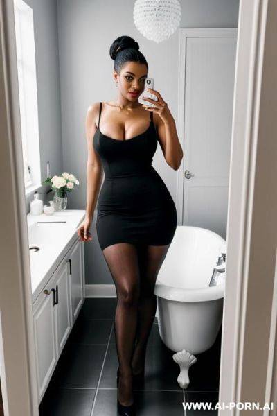 0 years old woman, naked with black man in bathroom taking a selfie - ai-porn.ai on pornintellect.com