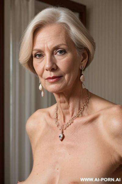 Elegant attractive granny, earrings, necklace - ai-porn.ai on pornintellect.com