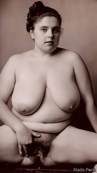 Photo studio amateur flashing slicked hair natural tits portrait chubby AI porn - made.porn on pornintellect.com