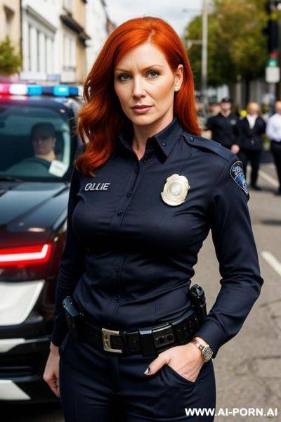 Ginger milf, police officer, street - ai-porn.ai on pornintellect.com