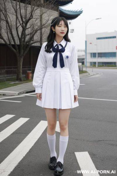 0cm長腿、穿著學生制服、a字裙 - ai-porn.ai on pornintellect.com