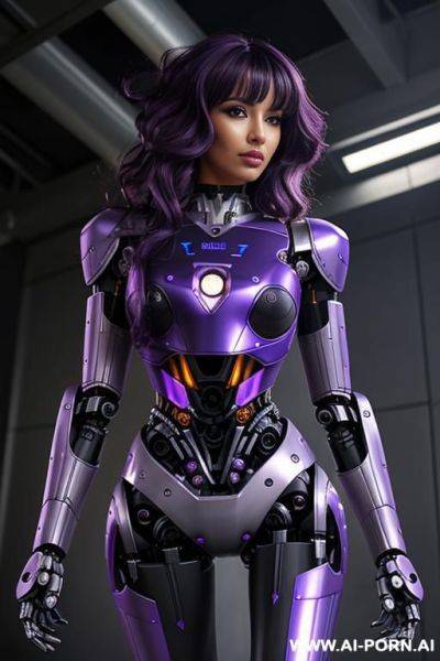 (mature depiction) closeup, tanned skin colour, flowing hairdo, purple hair with black highlights, wild bj, slut, - ai-porn.ai on pornintellect.com