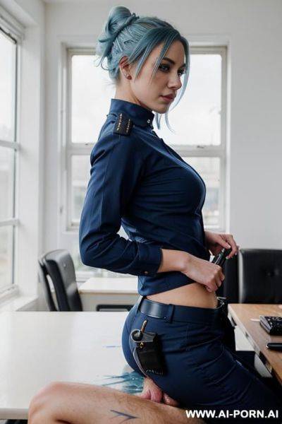Beautiful babe, heavy makeup, bun hair, headshot, side view - ai-porn.ai on pornintellect.com