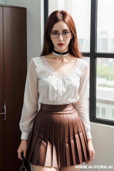 (choker) (thick rimmed glasses) - ai-porn.ai on pornintellect.com