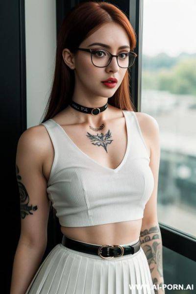 (choker) (thick rimmed glasses) (neck tattoo) - ai-porn.ai on pornintellect.com