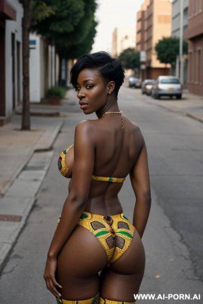 African american woman with short hair naked and showerd with cum has medium boobs and big ass - ai-porn.ai - Usa on pornintellect.com