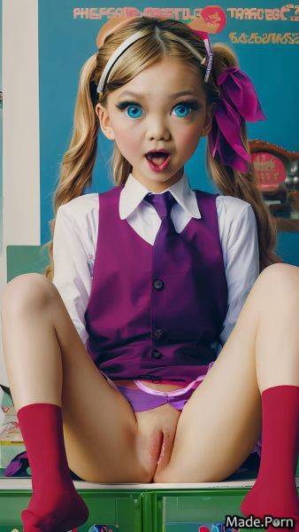 Shaved open mouth lipstick slutty suspender belt pink teal AI porn - made.porn on pornintellect.com