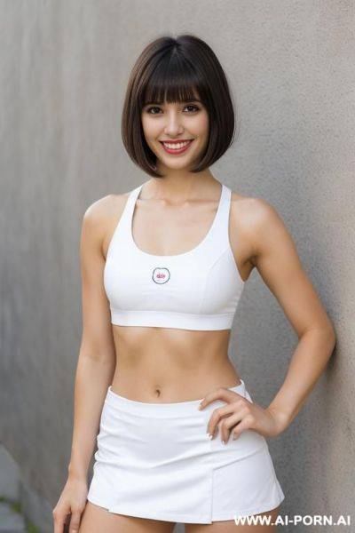 Eye contact nis court white sports bra white miniskirt - ai-porn.ai on pornintellect.com