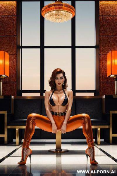 Big saggy tits full body side-view, ...full body side-view. cyberpunk20, standing on floor, luxury yacht, naked, high heels wearing - ai-porn.ai on pornintellect.com