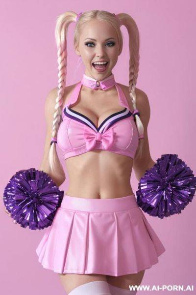 Sparkling blue eyes, delicate body, exciting sexual, laughing and gorgeous, pink outfit, pink choker, top revealing naked breasts, top lifted up exposing beautiful naked breasts, crazy sexual laughing smile, - ai-porn.ai on pornintellect.com
