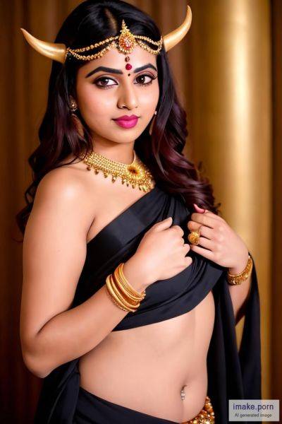 Indian girl with devil horns and gold crown and jewels wearing... - imake.porn - India on pornintellect.com