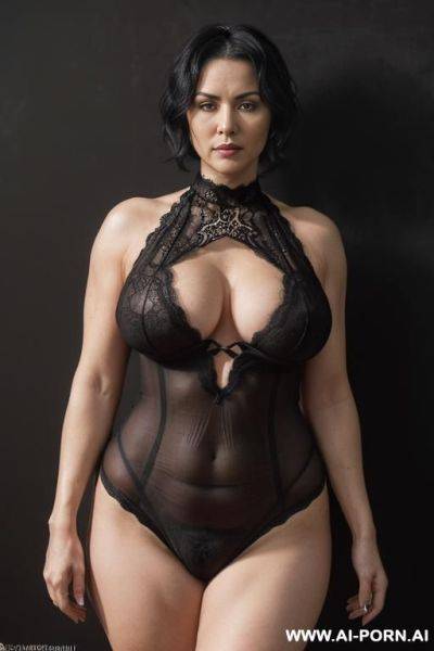 ((sexy, hot, attractive milf, ukrainian)) ((realistic milf, mature woman)) ((((black hair, ultra short pixie)))) ((sexy standing position, direct eye contact, indifferent look,)) (wide hips, massive - ai-porn.ai - Ukraine on pornintellect.com