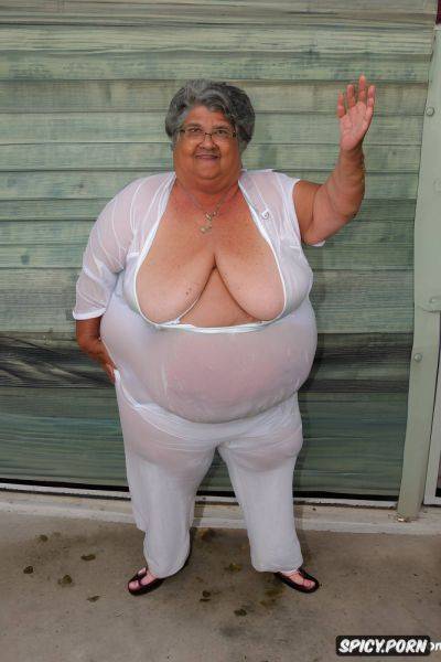 A photo of a short ssbbw hispanic granny standing up at public - spicy.porn on pornintellect.com