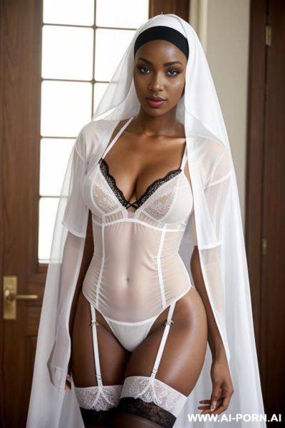 Young, african american nun, sheer white lingerie - ai-porn.ai - Usa on pornintellect.com