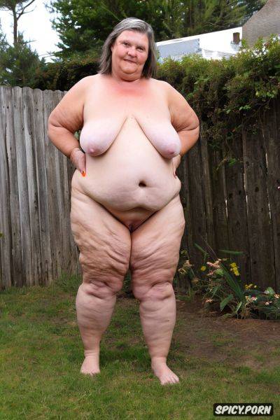 Front view, an old fat woman naked with obese ssbbw belly, small shrink boobs - spicy.porn on pornintellect.com