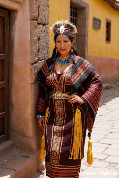 Ancient inca woman in inca city, ancient inca dress - ai-porn.ai on pornintellect.com